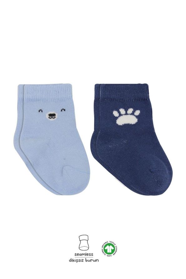 Bistyle Organic Seamless Bear Baby Socks - Set of 2