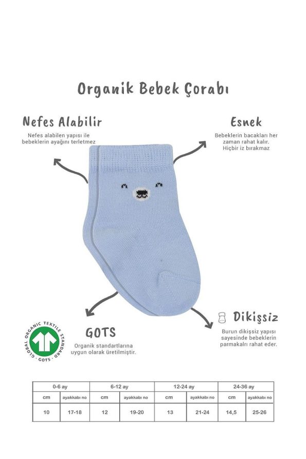 Bistyle Organic Seamless Bear Baby Socks - Set of 2