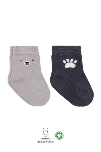 Bistyle Organic Seamless Bear Cotton Baby Socks (Set of 2)
