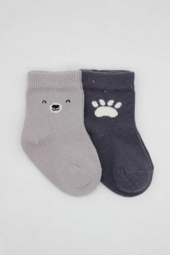 Bistyle Organic Seamless Bear Cotton Baby Socks (Set of 2)