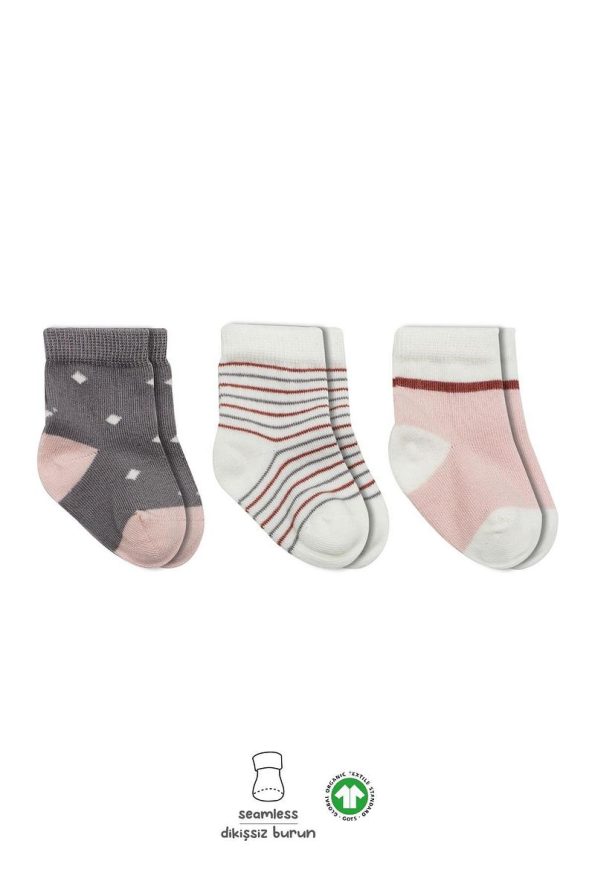 Bistyle Organic Seamless Polka Dot Baby Socks Set for Girls 0-3 Months
