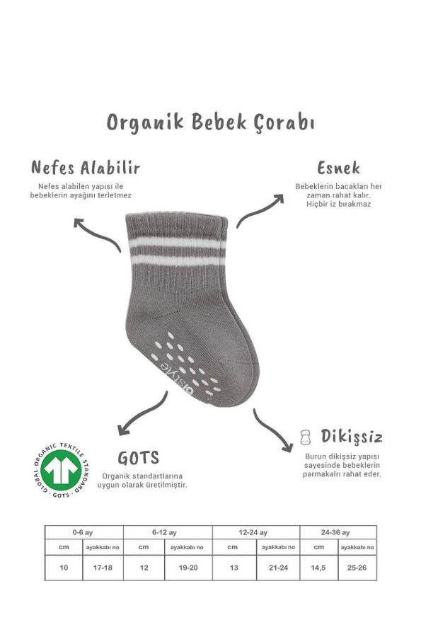 Bistyle Organic Unisex Baby and Kids Non-Slip Cotton Socks