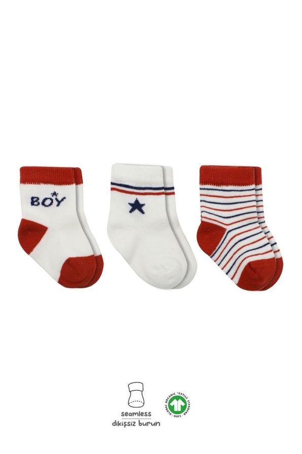 Bistyle Organic Seamless 3-Pair Baby Socks for Boys and Girls 0-3 Months