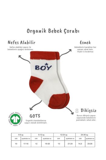 Bistyle Organic Seamless 3-Pair Baby Socks for Boys and Girls 0-3 Months