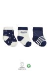 Bistyle Organic Seamless 3-Pack Cute Stars Baby Socks 0-3 Months