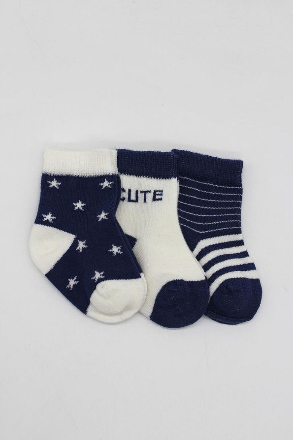 Bistyle Organic Seamless 3-Pack Cute Stars Baby Socks 0-3 Months