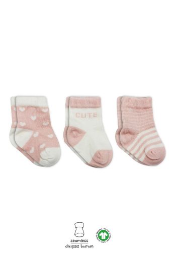 Bistyle Organic Seamless 3-Pack Cute Stars Baby Socks 0-3 Months