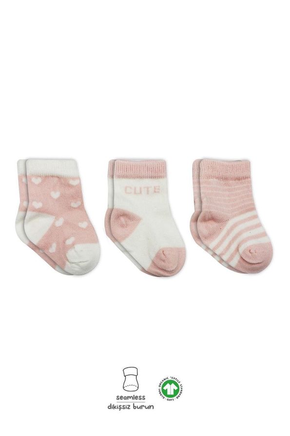 Bistyle Organic Seamless 3-Pack Cute Stars Baby Socks 0-3 Months