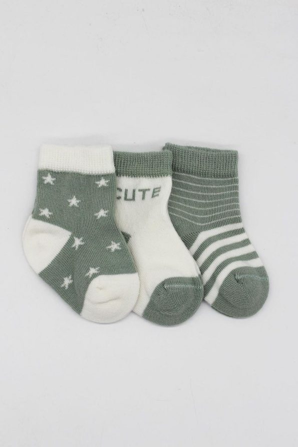 Bistyle Organic Seamless 3-Pack Cute Stars Baby Socks 0-3 Months