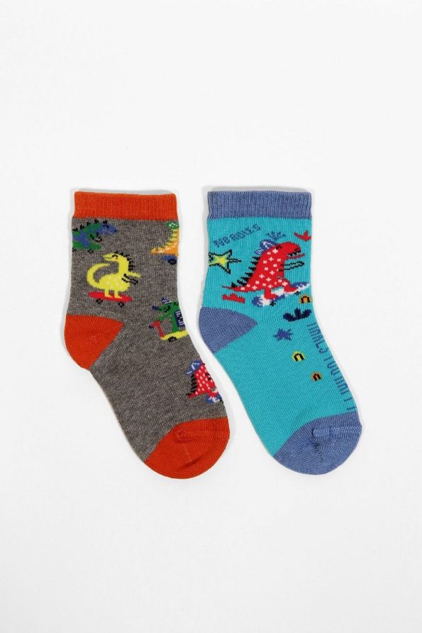 Katia & Bony 2-Pack Dino Pattern Baby Socks