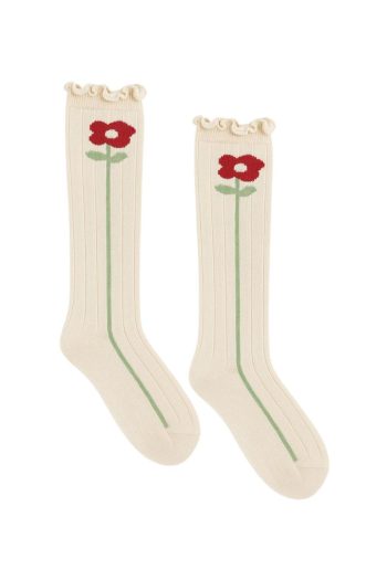 Katia & Bony Baby Floral Ankle Socks Ecru