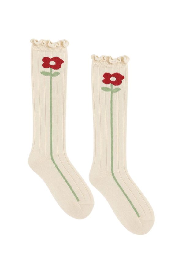 Katia & Bony Baby Floral Ankle Socks Ecru