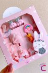 Cinderella 10-Piece Special Design Gift Box Hair Clip Set for Girls - Rainbow Bunny Bow Hair Clips