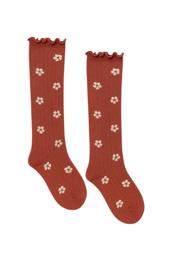 Katia & Bony Baby Floral Patterned Ankle Socks Dark Brown