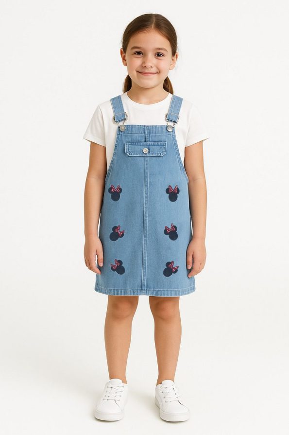 Minnie Mouse Embroidered Denim Pinafore Dress for Girls Ages 2-8