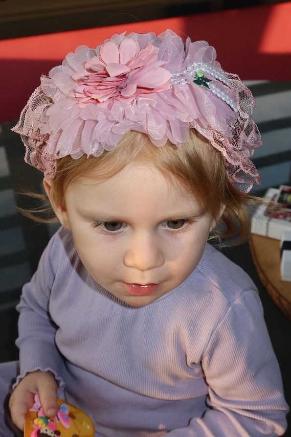 Takıştır Pink Flower Design Kids/Baby Headband