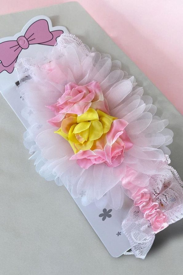 Pink Flower Pattern Hairband for Kids