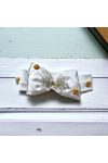 White Baby Headband with Yellow Flower Pattern