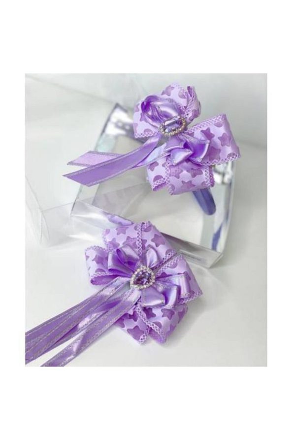 QUEEN ACCESSORY Lilac Crystal-Embellished Mother-Daughter Headband and Hairpin Set
