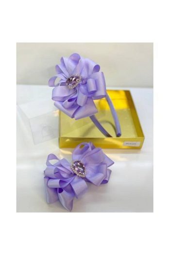 QUEEN ACCESSORIES Lilac Mother-Daughter Satin Crown and Hairpin Set