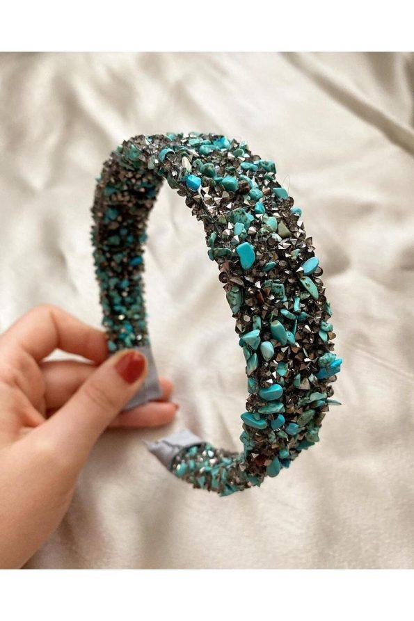 Hayals Women's Maternity Crown with Natural Blue Stones for Baby Boys