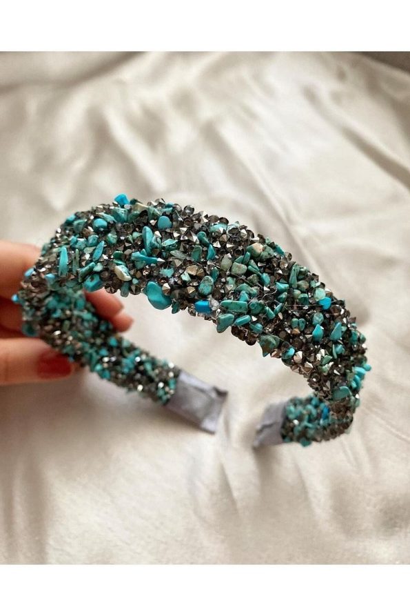 Hayals Women's Maternity Crown with Natural Blue Stones for Baby Boys