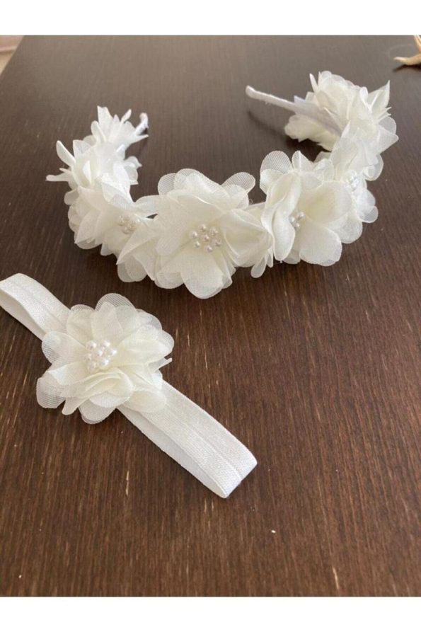 Azure Pearl Crown Set for Mother and Baby