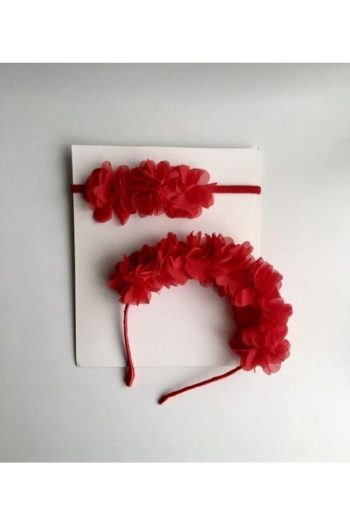Almila Floral Red Mother and Baby Headband Set