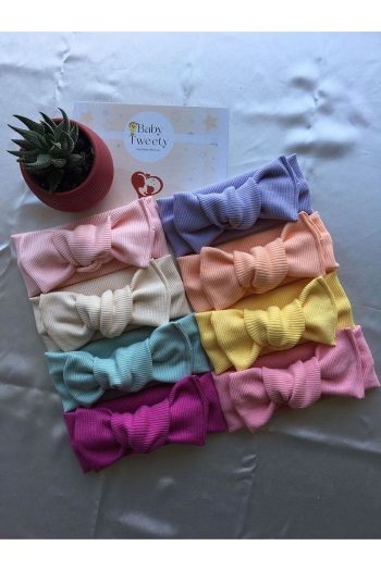 Handmade Ribbed Headbands for Baby Girls - Set of 8