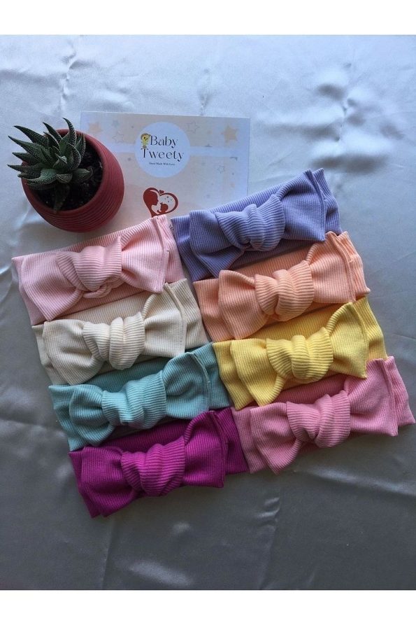 Handmade Ribbed Headbands for Baby Girls - Set of 8