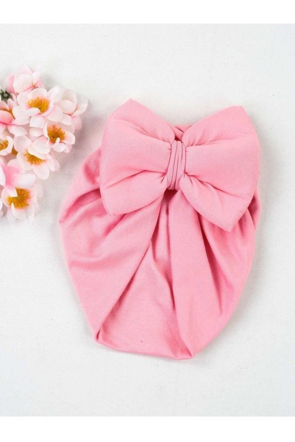 ÖZLEM BEBE Pink Bow Girl Baby Bonnet