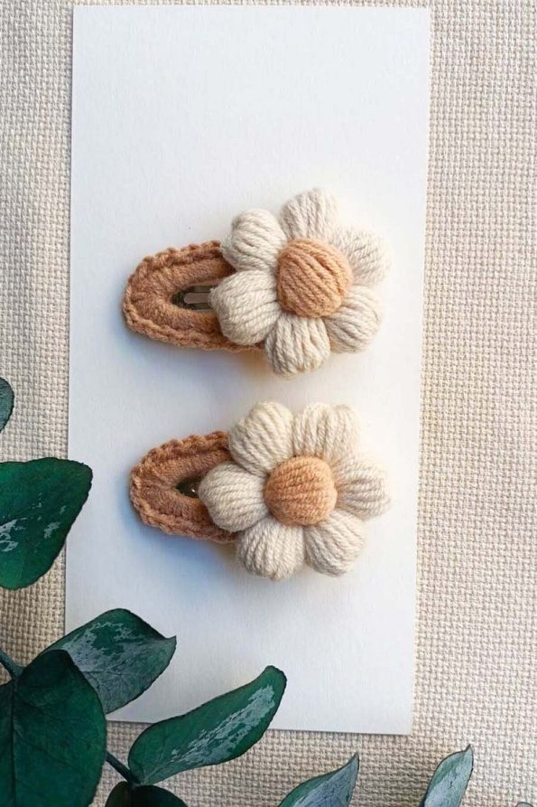 D&D CONCEPT Daisy Shaped Hair Clips for Girls - Handcrafted Organic Set