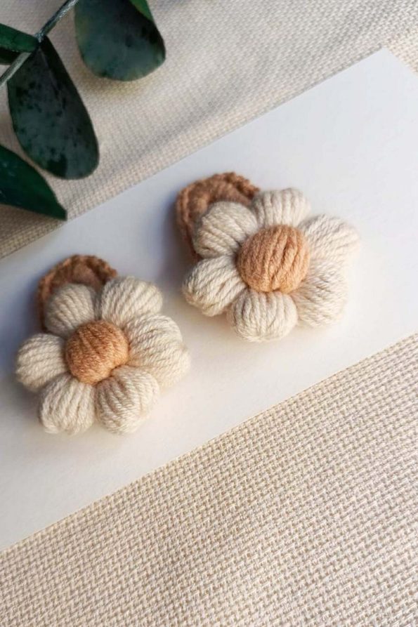 D&D CONCEPT Daisy Shaped Hair Clips for Girls - Handcrafted Organic Set