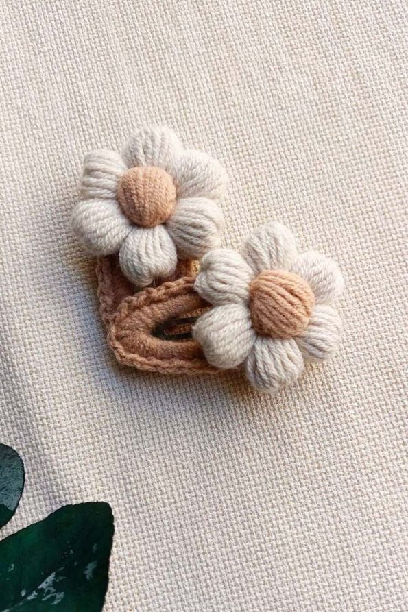 D&D CONCEPT Daisy Shaped Hair Clips for Girls - Handcrafted Organic Set