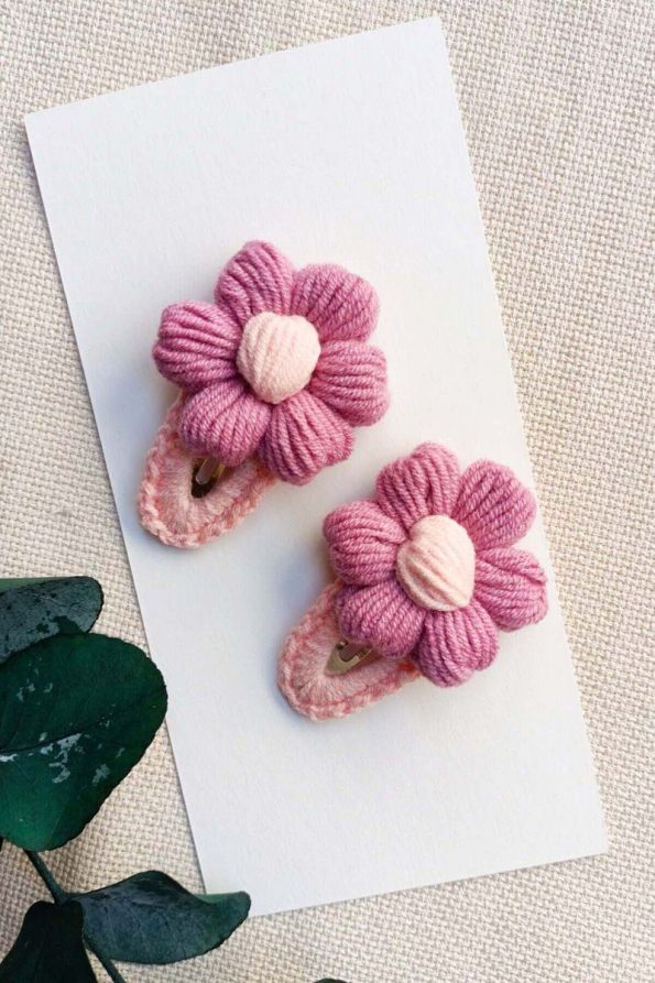 D&D CONCEPT Handcrafted Organic Daisy Hair Clips Set for Girls
