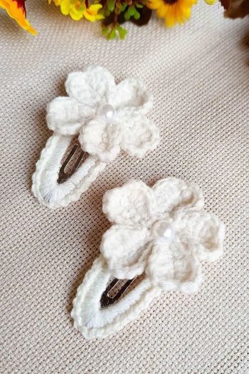 D&D CONCEPT Floral Patterned Pearl Detail Snap Hair Clips Set for Kids