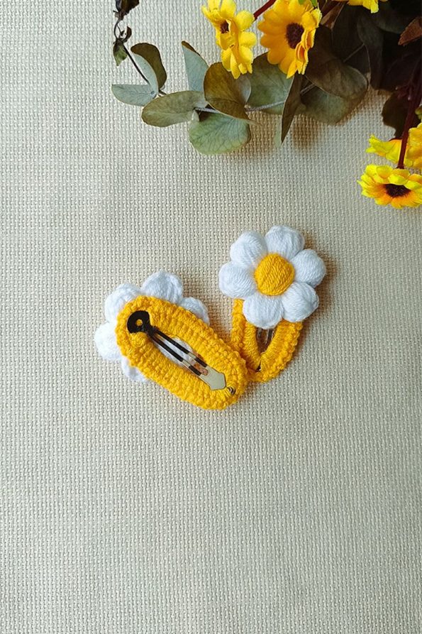 D&D CONCEPT Yellow White Daisy Snap Hair Clip