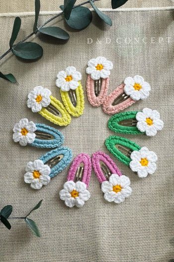 D&D CONCEPT Handmade Knitted Snap Hairpin Set for Girls