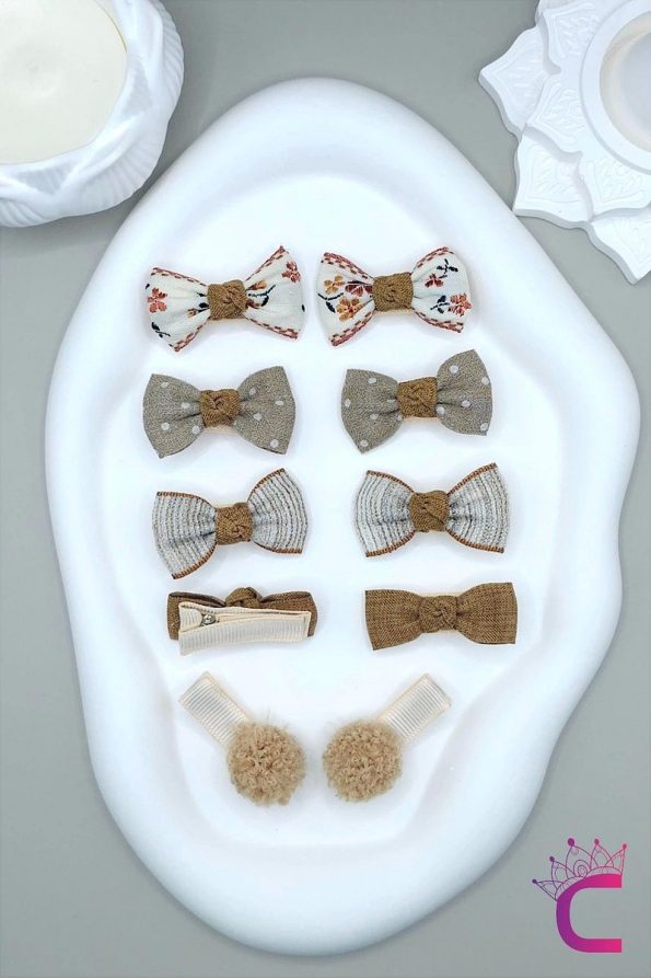 Cinderella 10-Piece Gift Set Baby Hair Clip Set in Brown Tones