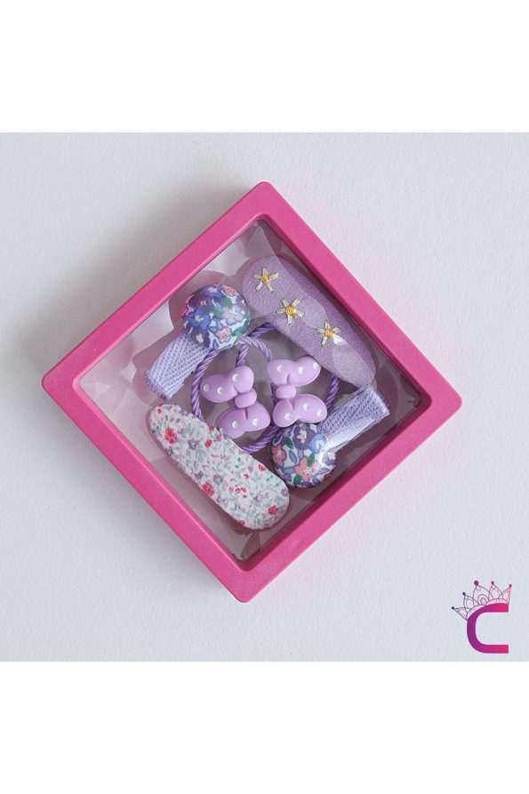Cinderella 6-Piece Gift Set for Baby Girls Hair Bows in Purple