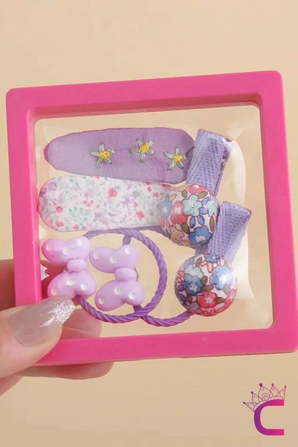 Cinderella 6-Piece Gift Set for Baby Girls Hair Bows in Purple