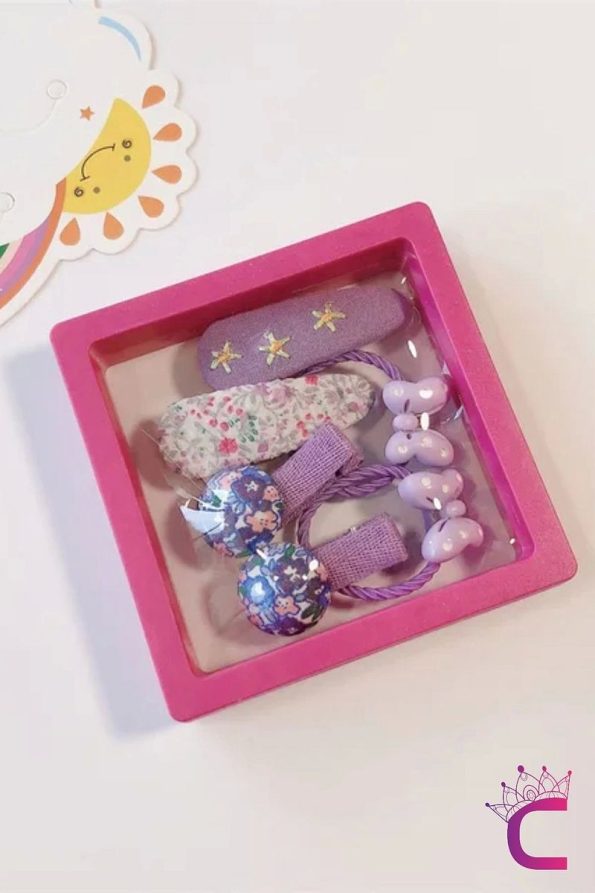 Cinderella 6-Piece Gift Set for Baby Girls Hair Bows in Purple