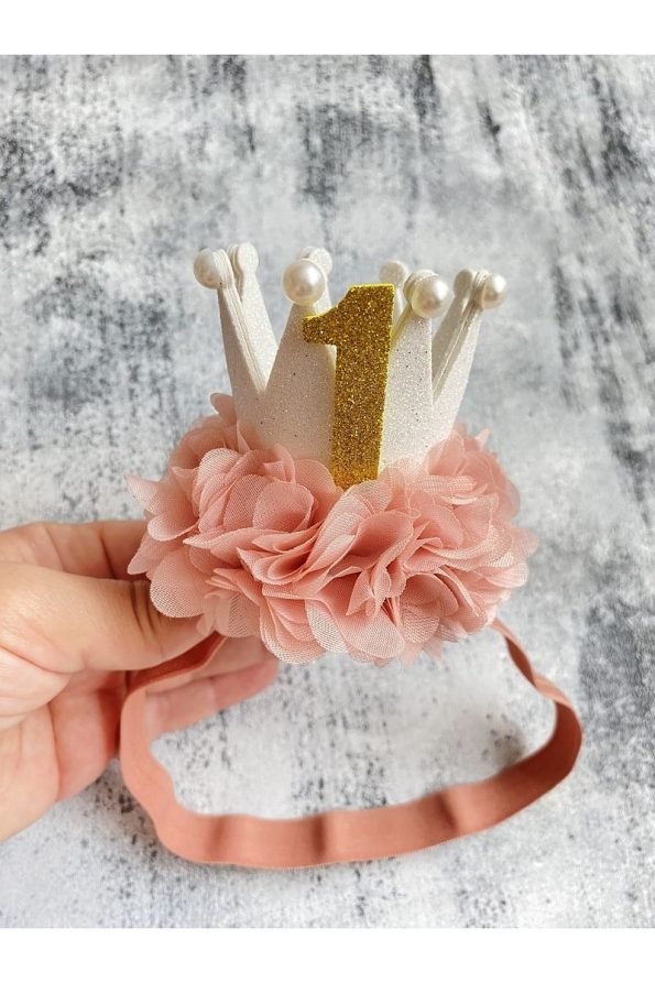Pink Bandana Birthday Crown for Baby Girls 1 Year Old