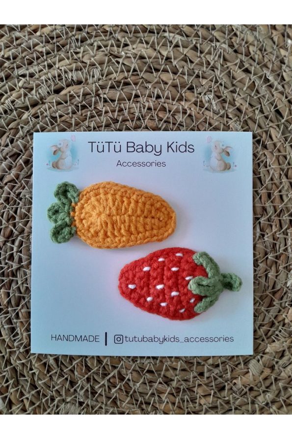 Strawberry & Carrot Handmade Hair Clip for Baby Girls