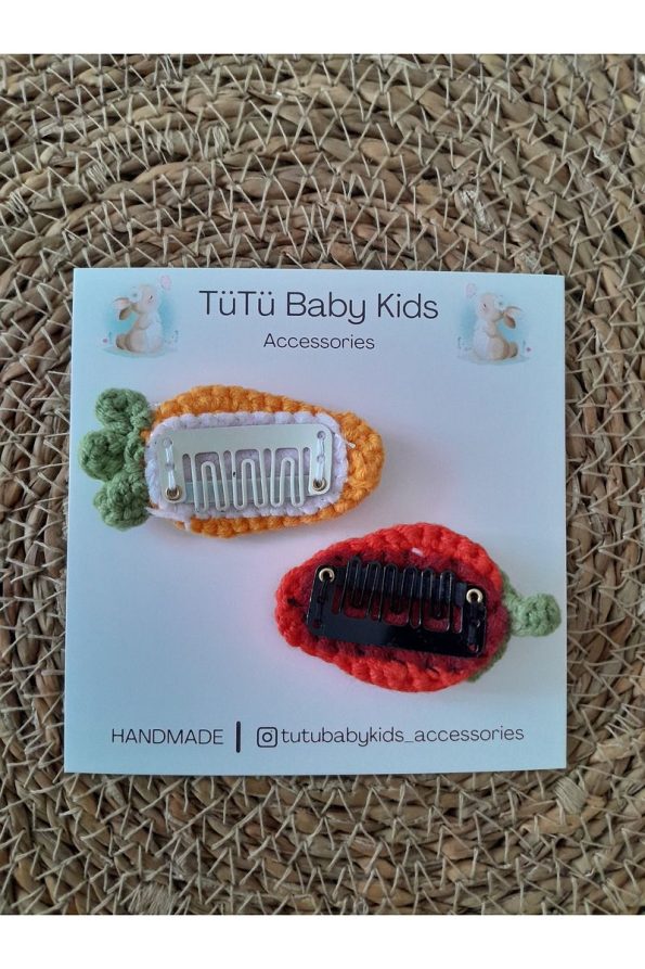 Strawberry & Carrot Handmade Hair Clip for Baby Girls