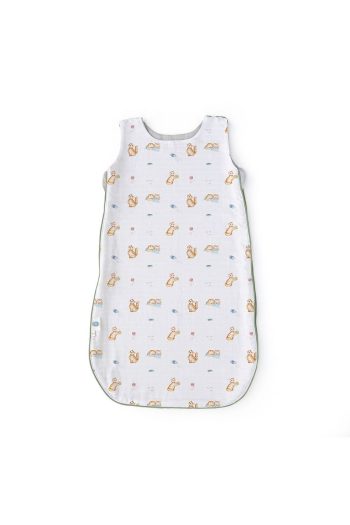 Deux Lapins 100% Cotton Muslin Winter Baby Sleep Suit 1.85 Tog Cat Pattern 0-6 Months