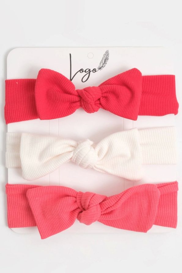 Logo Accessory 0-3 Years Girls Baby Bandana 3-Piece Set