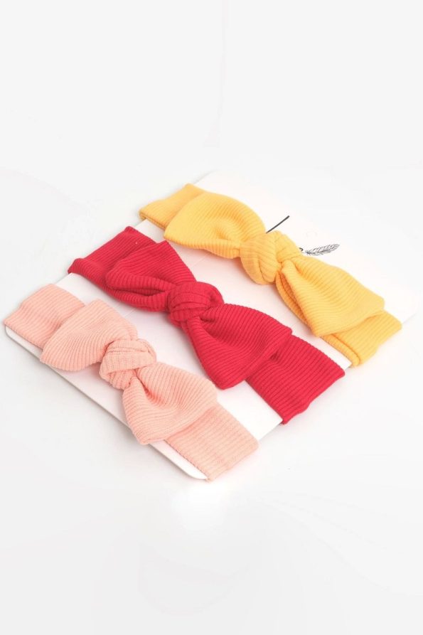 Logo Accessory 0-3 Years Girl Baby Bandana Set (Yellow-Red-Coral)
