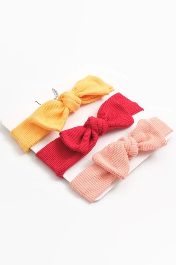 Logo Accessory 0-3 Years Girl Baby Bandana Set (Yellow-Red-Coral)