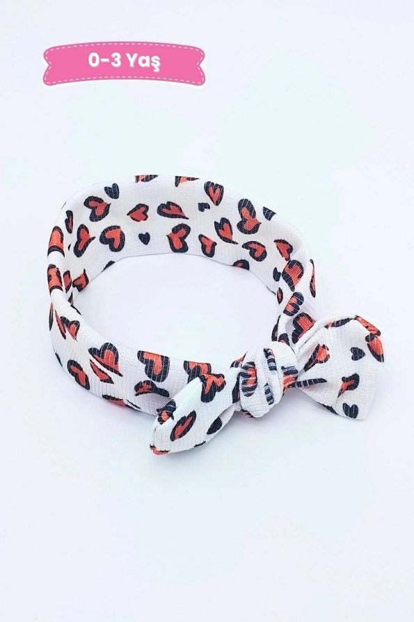 White Heart Print Bandana for Girls 0-3 Years